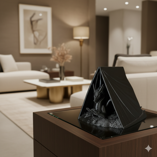 Book Wyrm Dragon Figurine - Premium Black Resin Collectible Showpiece with Mystical Design