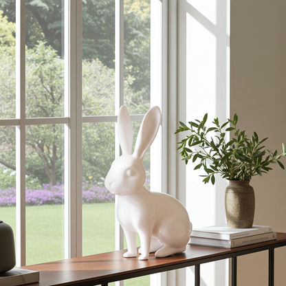 Bunny Sculpture Showpiece for Home Decor | White Rabbit Figurine India