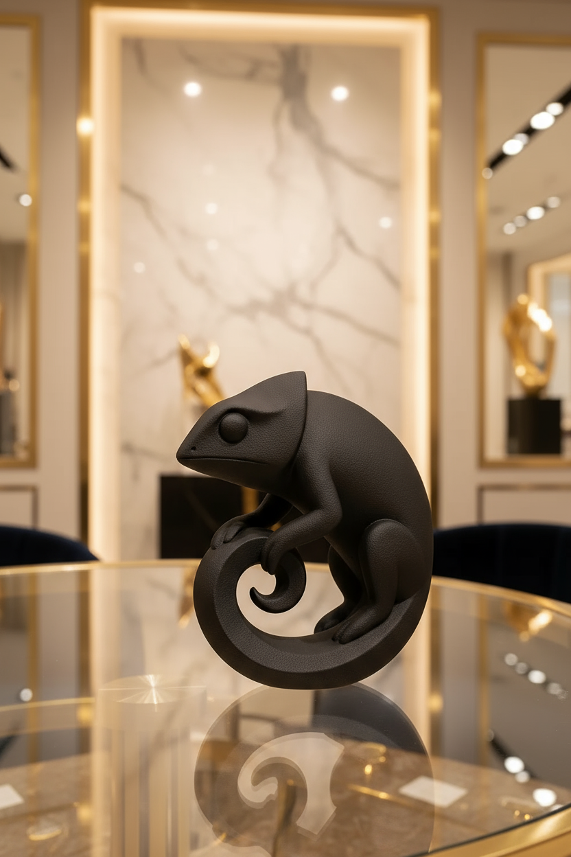 Black Chameleon Sculpture Animal Figurine Premium Home Decor for Collectors India