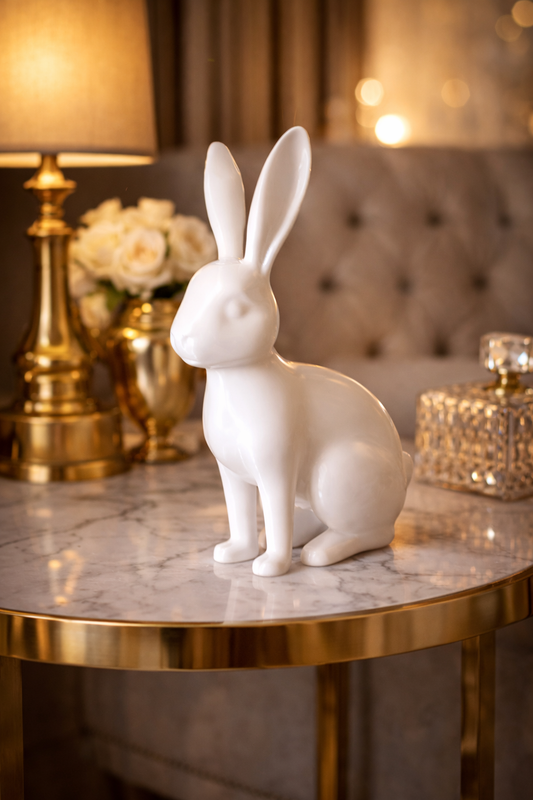 Bunny Sculpture Showpiece for Home Decor | White Rabbit Figurine India