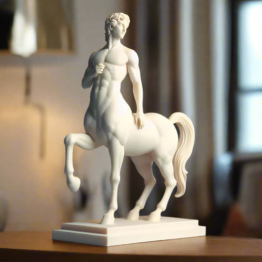 Classical White Centaur Statue on Pedestal