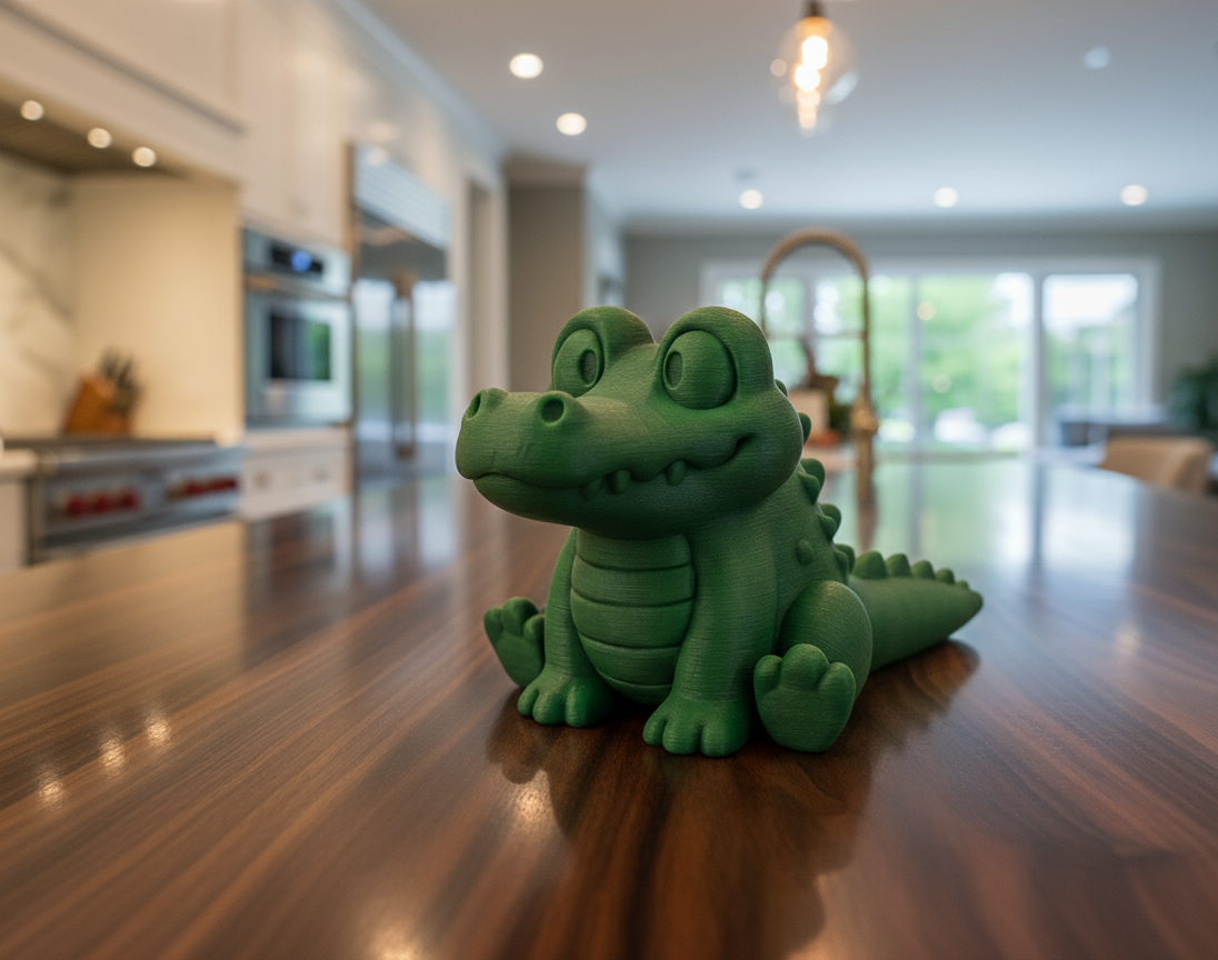 Green yellow crocodile figurine for home decor showpiece