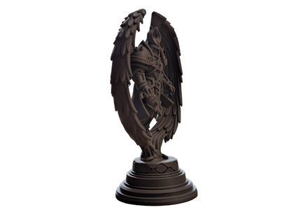 Fallen Archangel Paladin Statue | Dark Angel Sculpture | Gothic Collectible Showpiece