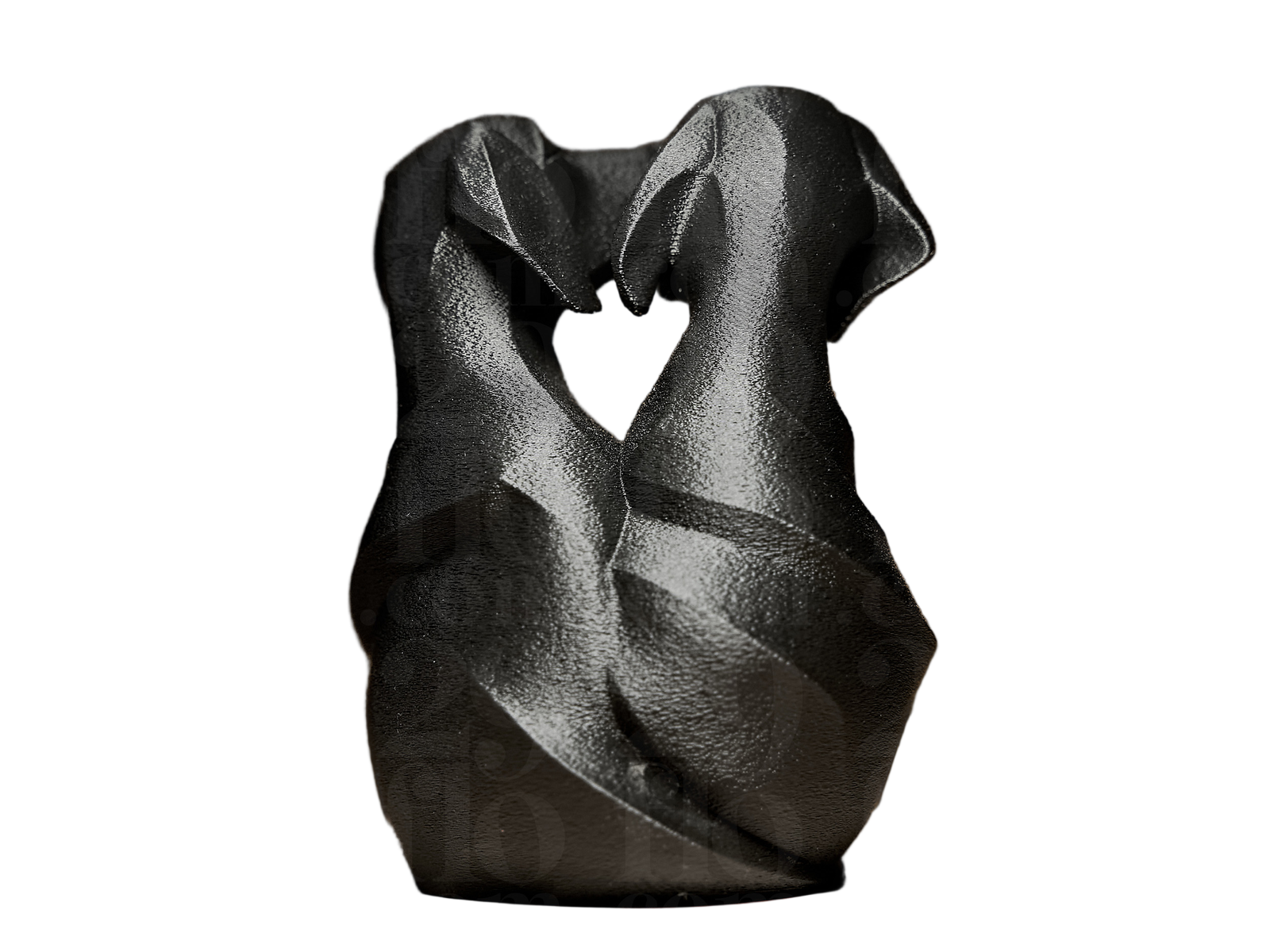 Back view of two Labradors in love with heart cutout PLA resin sculpture - dog couple decor