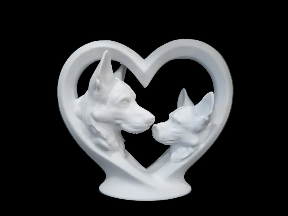 Pet Memorial German Shepherd Dogs Heart Sculpture - Resin Home Decor