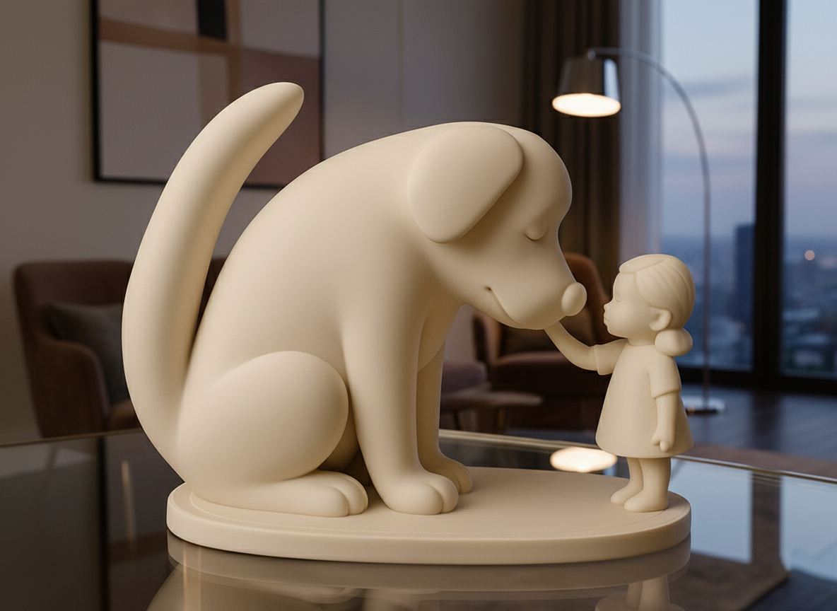 Beige Dog Girl Figurine Friendship Showpiece Premium Decor India
