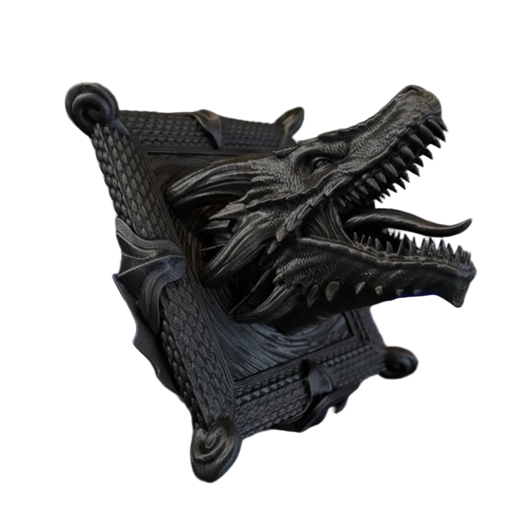 Dragon Bust Angle View - Black Mythical Sculpture Collectible Statue
