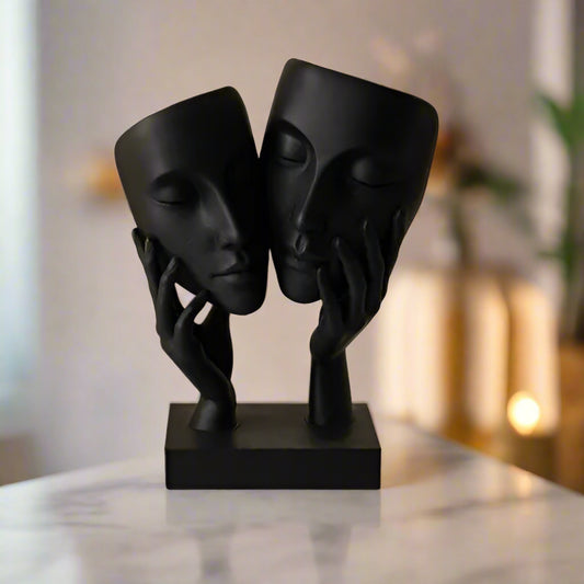 Dual Souls Embrace Couple Sculpture - Romantic Showpiece for Lovers