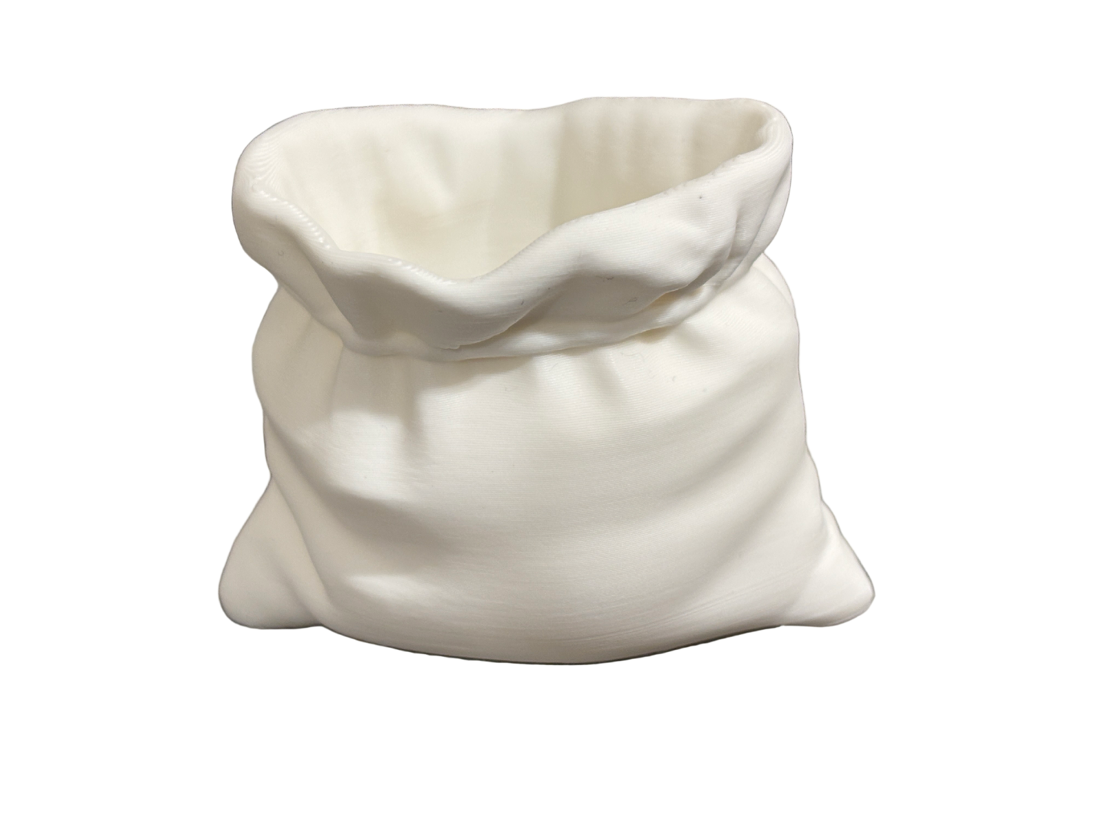 Empty white soft pouch vase fabric planter without plants interior decoration