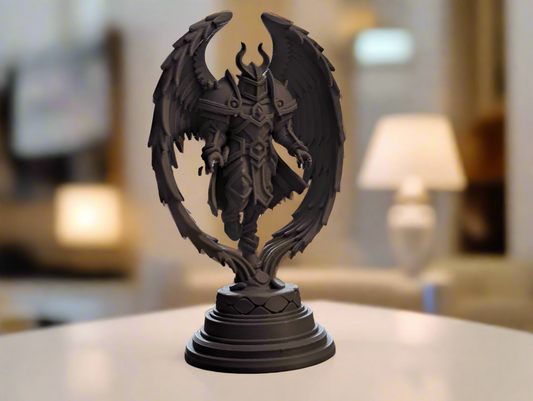 Fallen Archangel Paladin Dark Angel Statue - Premium Black Resin Gothic Collectible Sculpture