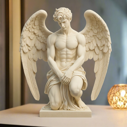 Half Angel Half Man – Spiritual 3D Resin Sculpture for Indian Homes Meditation & Soul