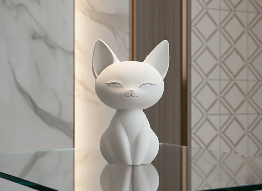 Peaceful Sitting Cat Figurine for Home Decor | Minimalist Cat Showpiece for Living Room
