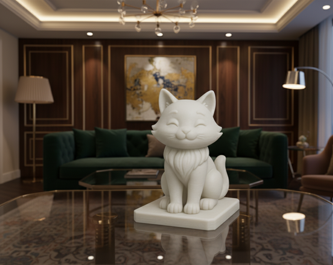 Serene Cat Sculpture — Minimalist Feline Décor Piece