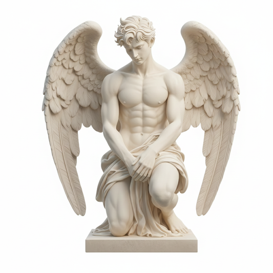 Half Angel Half Man – Spiritual 3D Resin Sculpture for Indian Homes Meditation & Soul