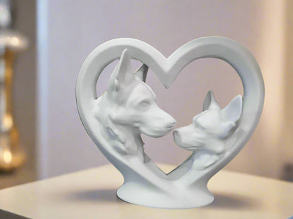 German Shepherd Heart Sculpture - Premium Resin Dog Lover Showpiece