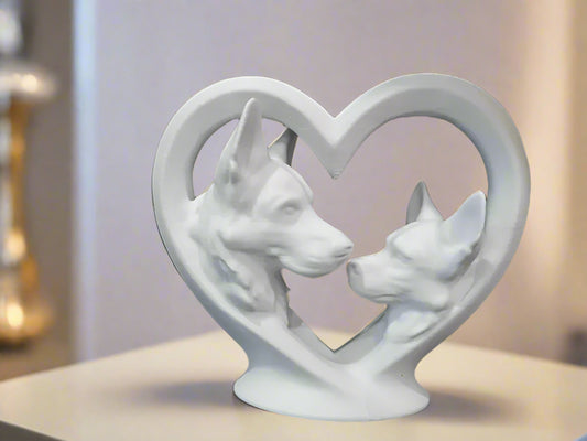 German Shepherd Heart Sculpture - Premium Resin Dog Lover Showpiece