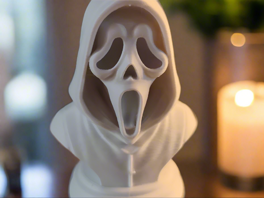 Ghostface horror mask scary killer sculpture Scream movie collectible white resin figure