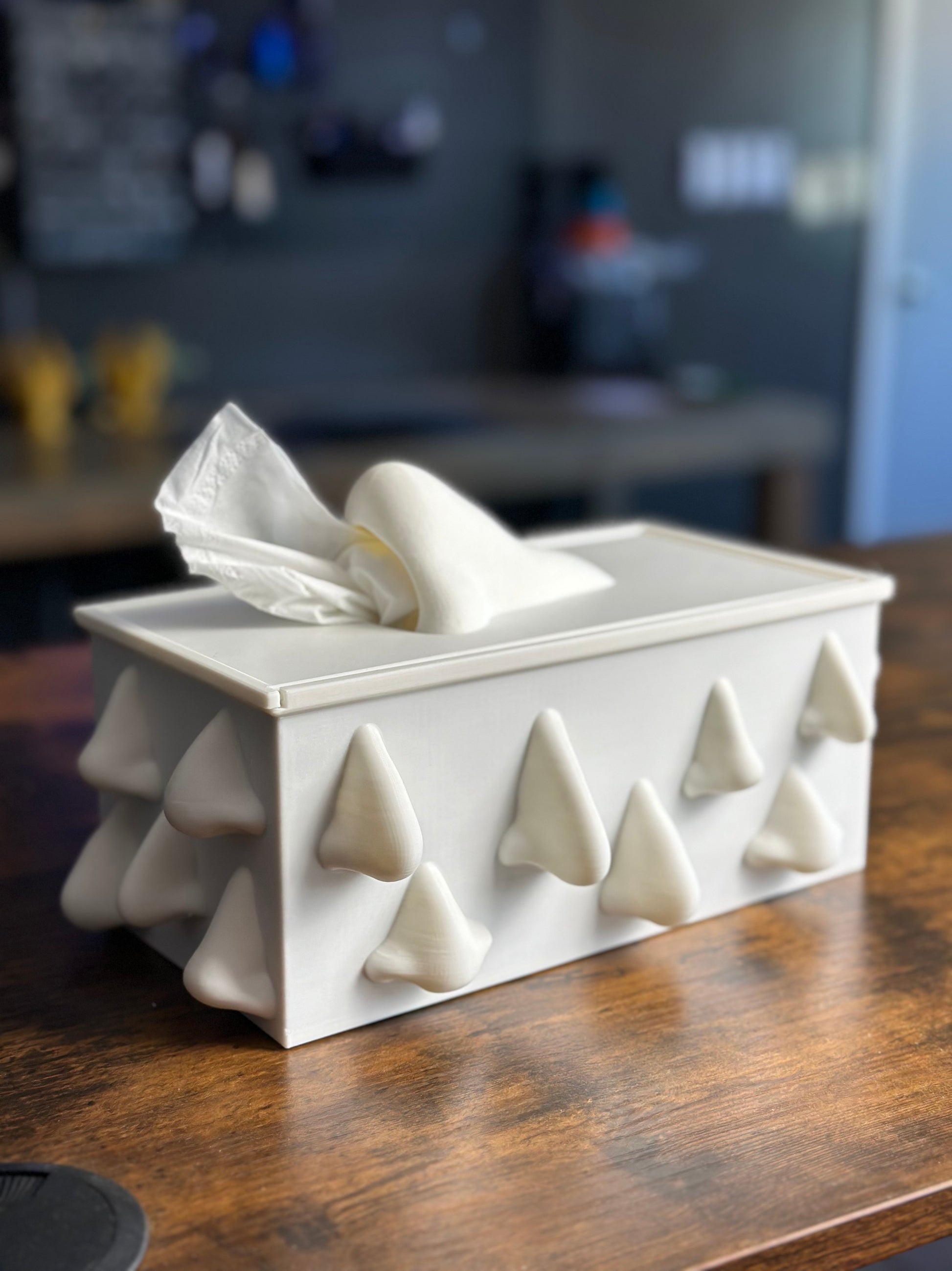 Glossy Crème White Nose-Themed Napkin Box