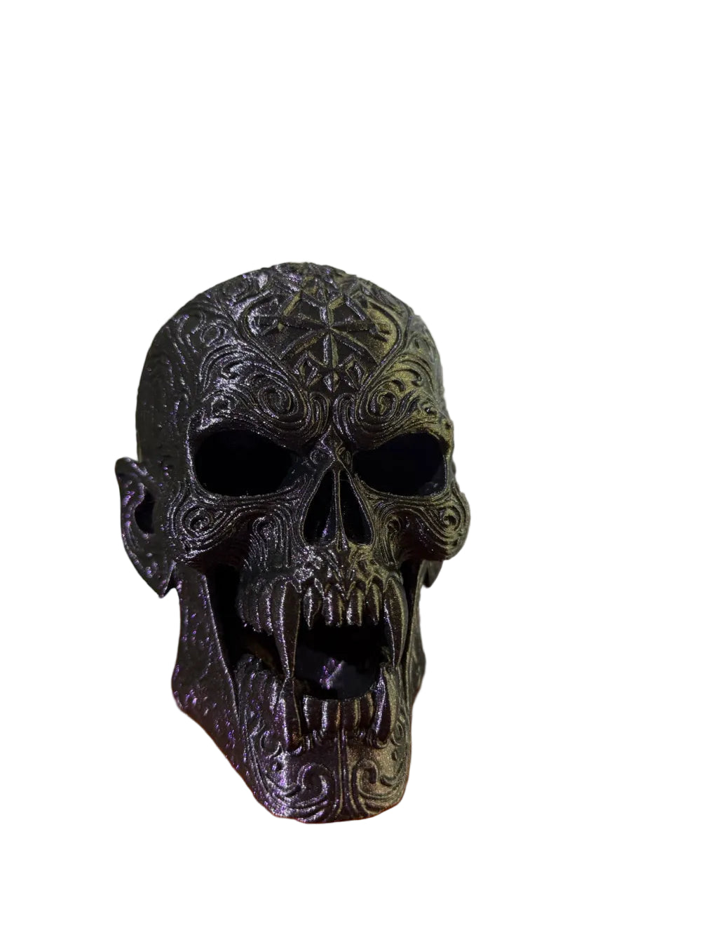 Dark Gothic Horror Vampire Skull Sculpture with Intricate Designs Halloween Collectible Figurine