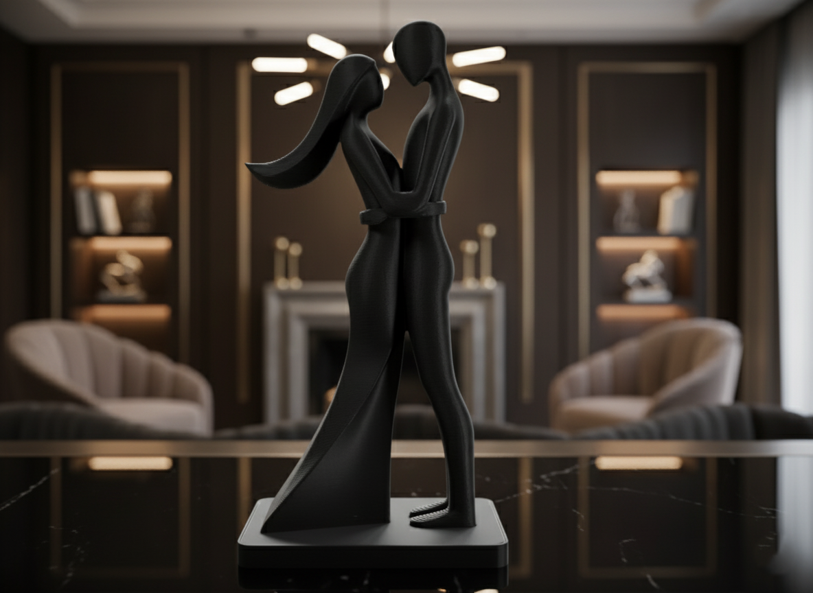 Black Romantic Couple Embrace Figurine Showpiece Premium Decor India