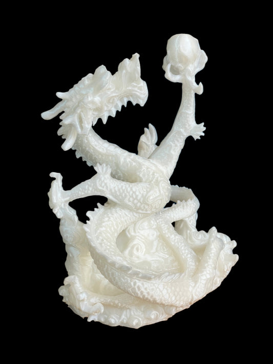 Home decor - Celestial Craft Mystical Guardian: Dragon with Pearl Statue for Luck & Success - Intriguing Home Decor Accent