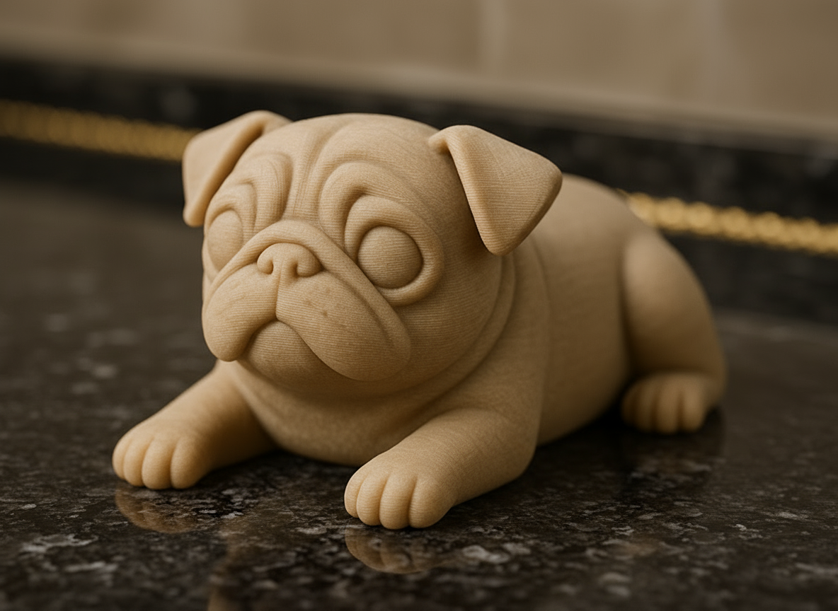 Ivory sleepy pug figurine adorable dog home decor