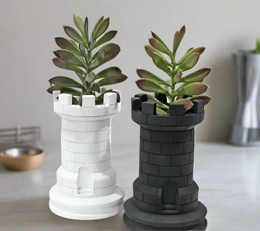 Medieval Tower Planter set of 2 – Fantasy 3D-Printed Castle Plant Holder