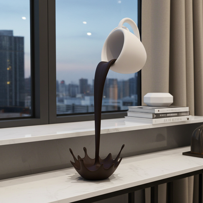 Modern Floating Mug Sculpture: Artistic Home Decor