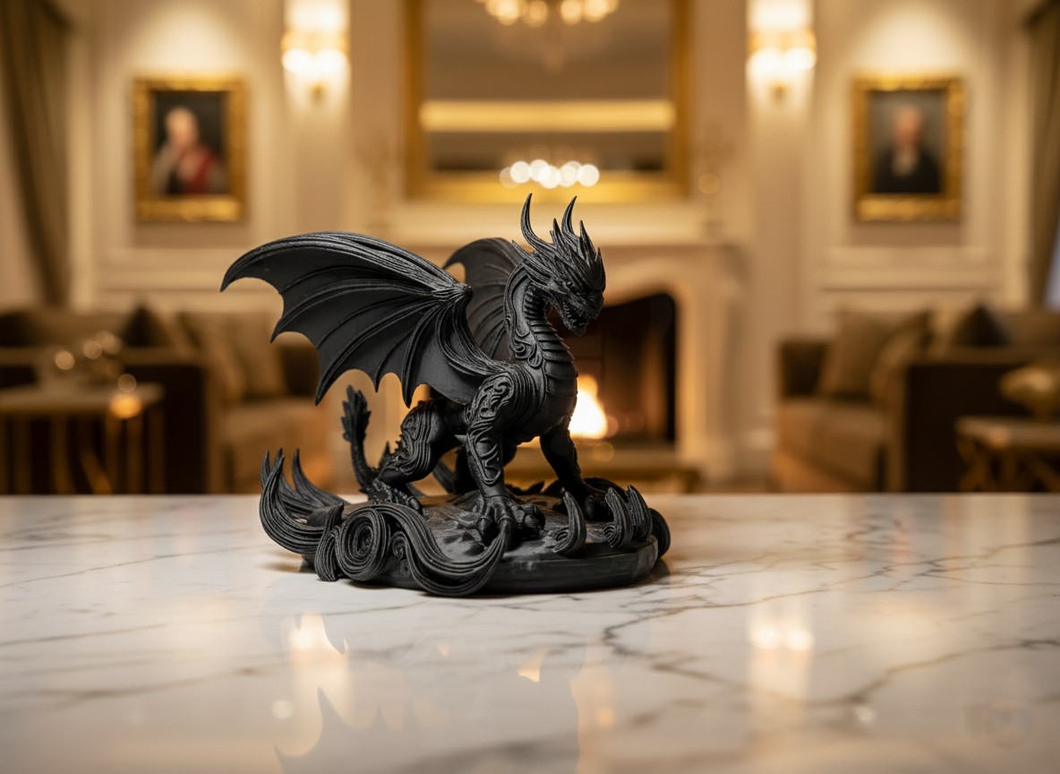 Black Dragon Statue Mystical Fantasy Showpiece Premium Decor India
