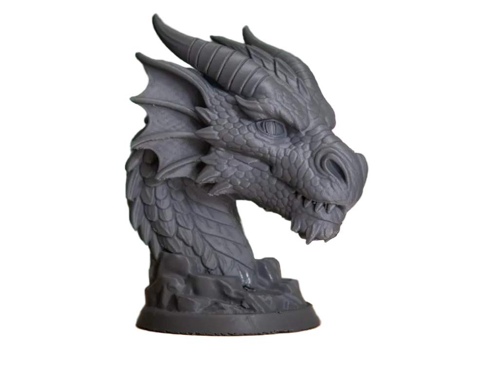 Dark dragon bust side view showing detailed sculpting black resin collectible statue