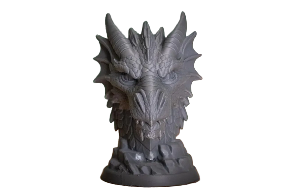 Dragon head front view facing pose dark resin fantasy collectible sculpture