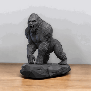 Majestic Roaring Gorilla Figurine on Rock – Fierce Gorilla Statue for Home or Office Decor - Celestial Crafts