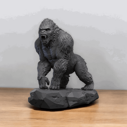 Majestic Roaring Gorilla Figurine on Rock – Fierce Gorilla Statue for Home or Office Decor - Celestial Crafts
