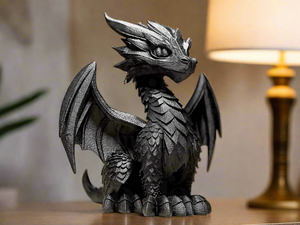 Regal black dragon statuette fantasy collectible resin sculpture detailed figurine