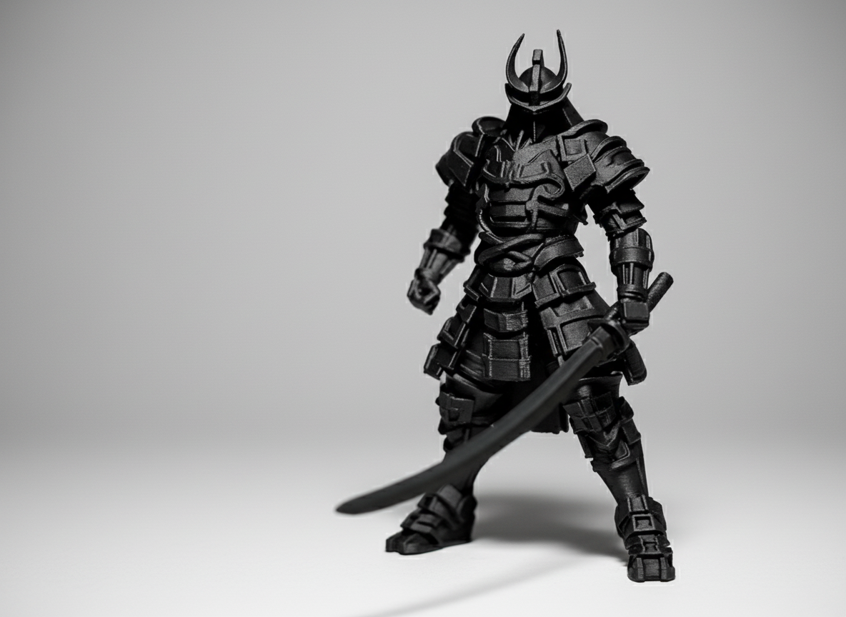 Samurai warrior statue with sword collectible figurine japanese martial artSamurai warrior action pose with armor and sword figurine