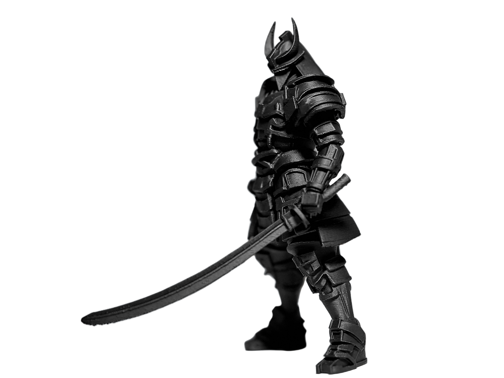 Samurai warrior back view with long sword martial artist figurine