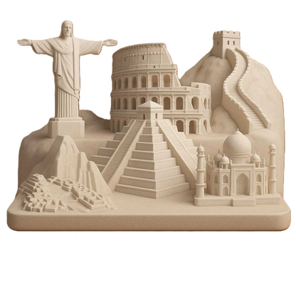 Mini Sculptures of the 7 Wonders - PLA Resin Elegant Display for Indian Homes