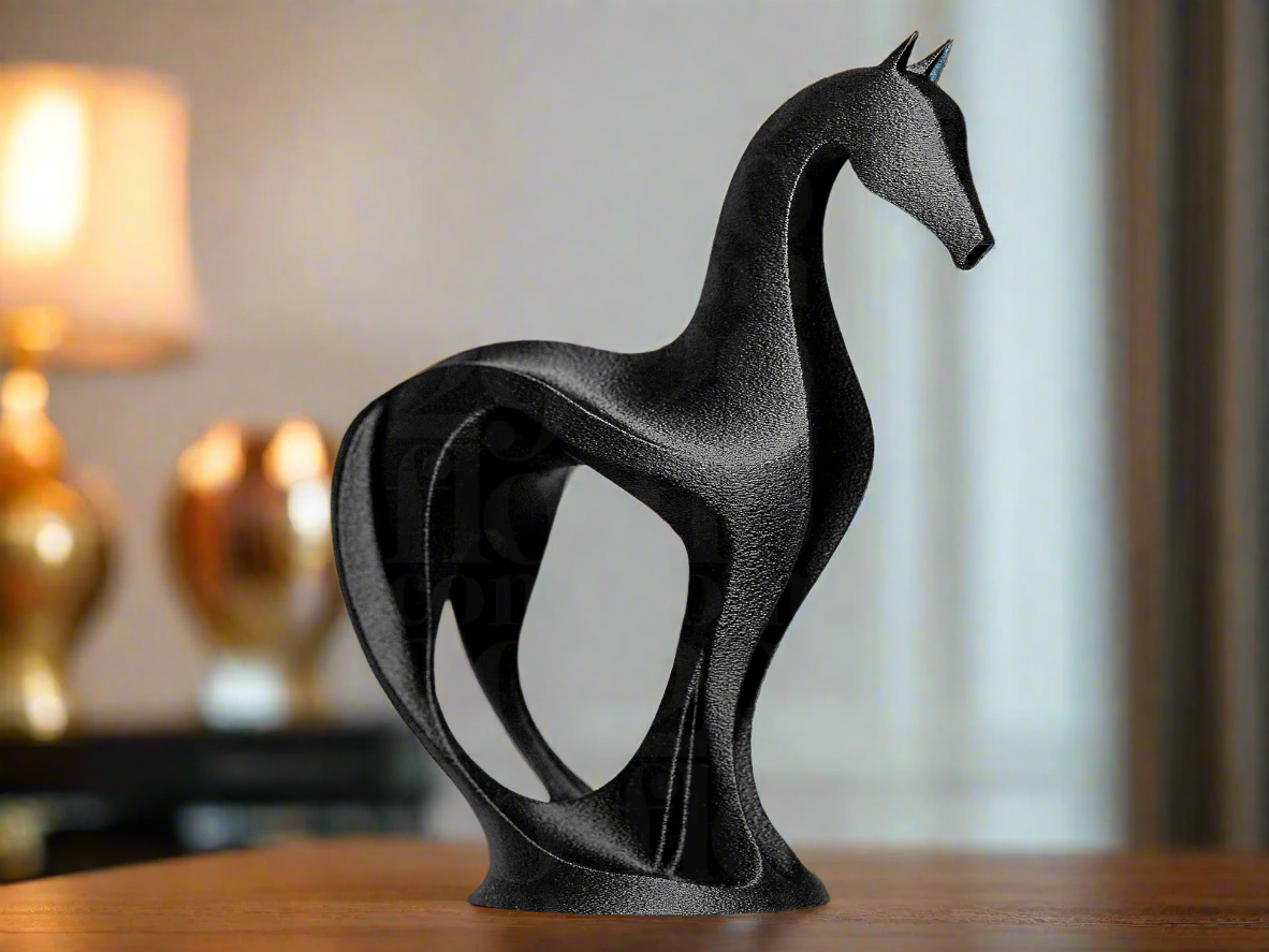 Sleek modern horse sculpture minimalist equine contemporary artBlack horse sculpture modern minimalist contemporary figurineModern horse statue contemporary art sculpture minimalist design