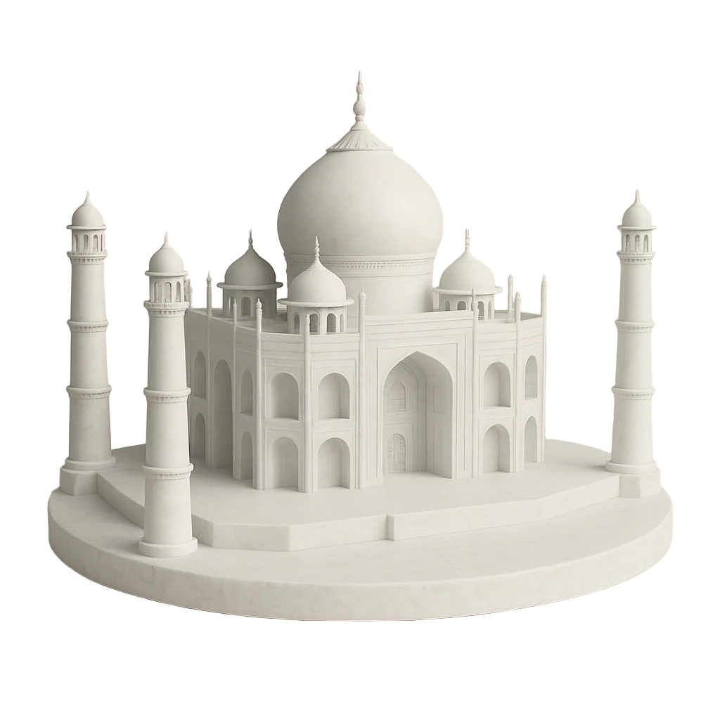 White PLA resin Taj Mahal landmark replica for Indian homes, iconic architectural heritage decoration