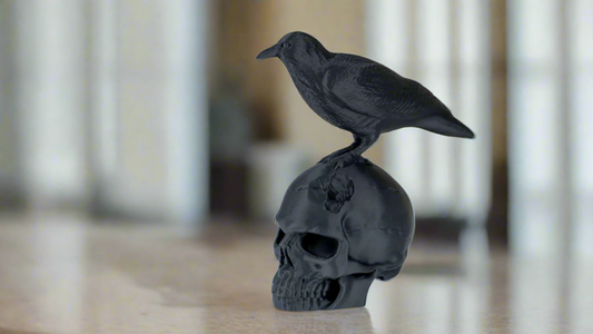 Dark Raven Skull Sculpture