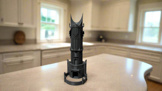 Intricate Black Tower Sculpture