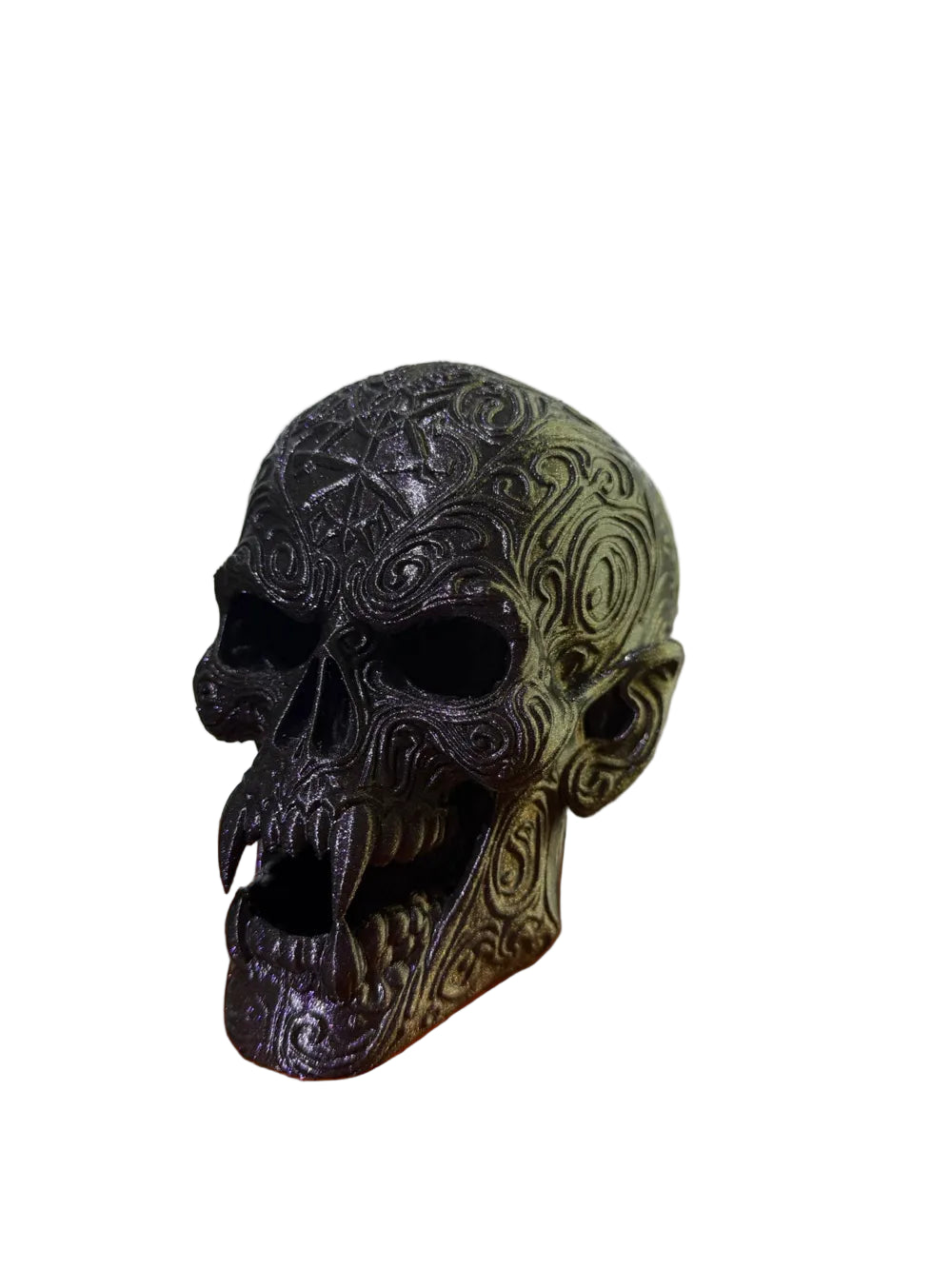 Black and Gold Vampire Skull Dark Decor Resin Figurine Halloween Horror Collectible