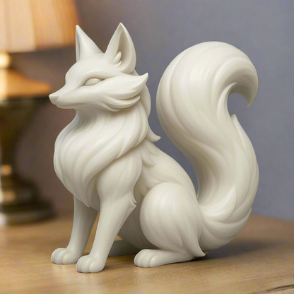 White ceramic fox figurine cute collectible animal statue home decor