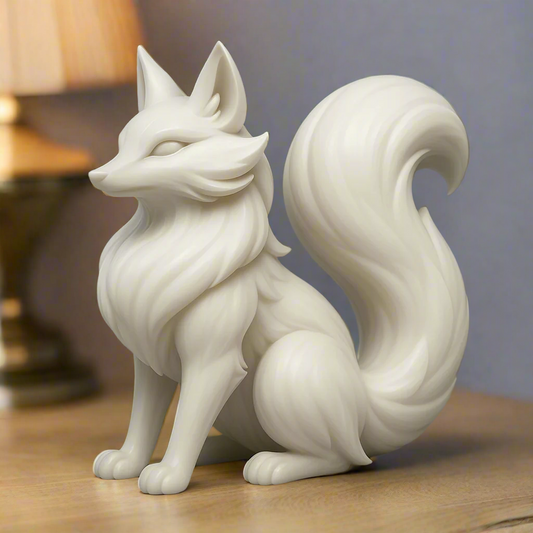 White ceramic fox figurine cute collectible animal statue home decor