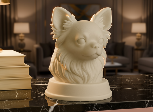 White chihuahua bust elegant dog sculpture for home decor