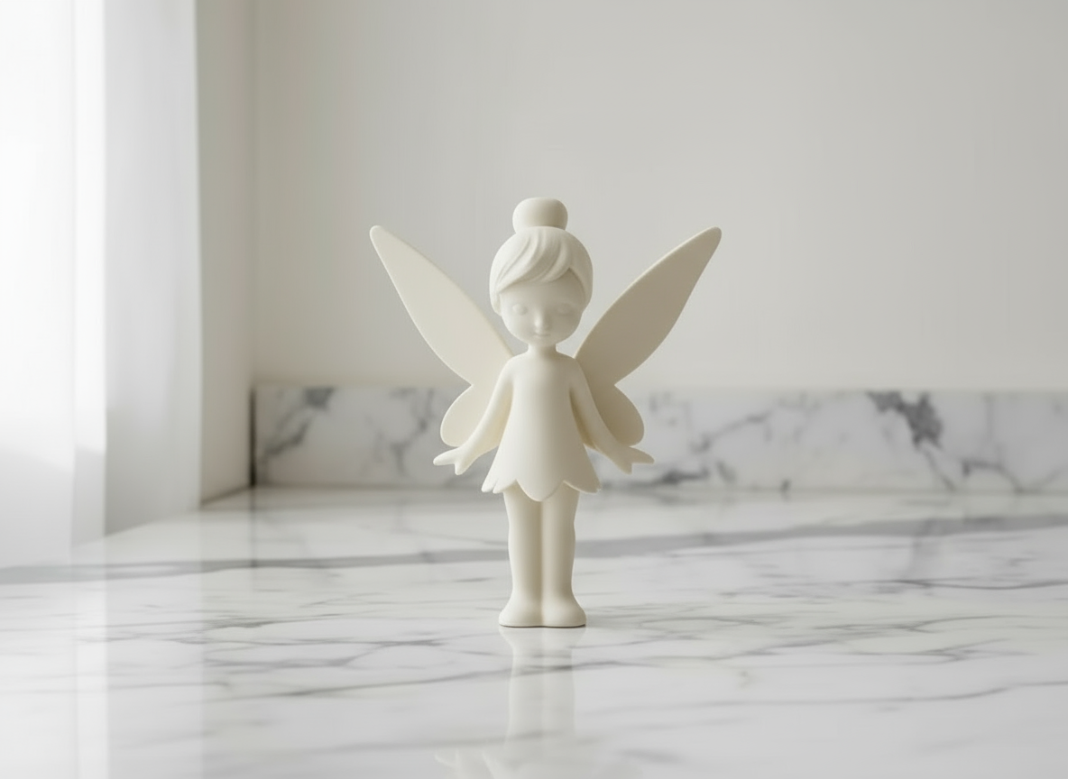 White enchanted fairy figurine whimsical garden marble