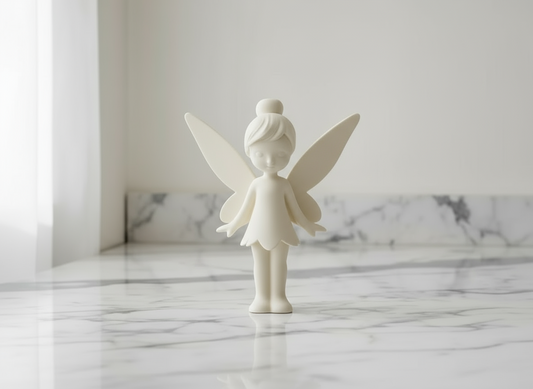 White enchanted fairy figurine whimsical garden marble