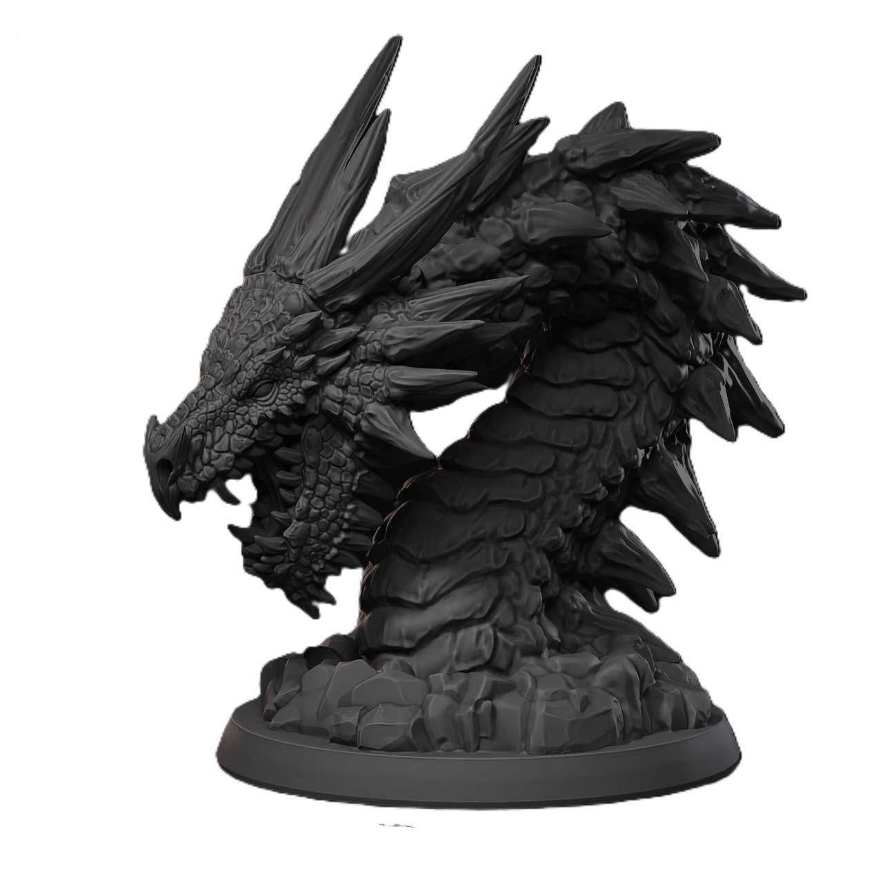 Fantasy Dragon Head Bust: 3D Printed Art Figurine