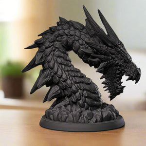 Fantasy Dragon Head Bust: 3D Printed Art Figurine