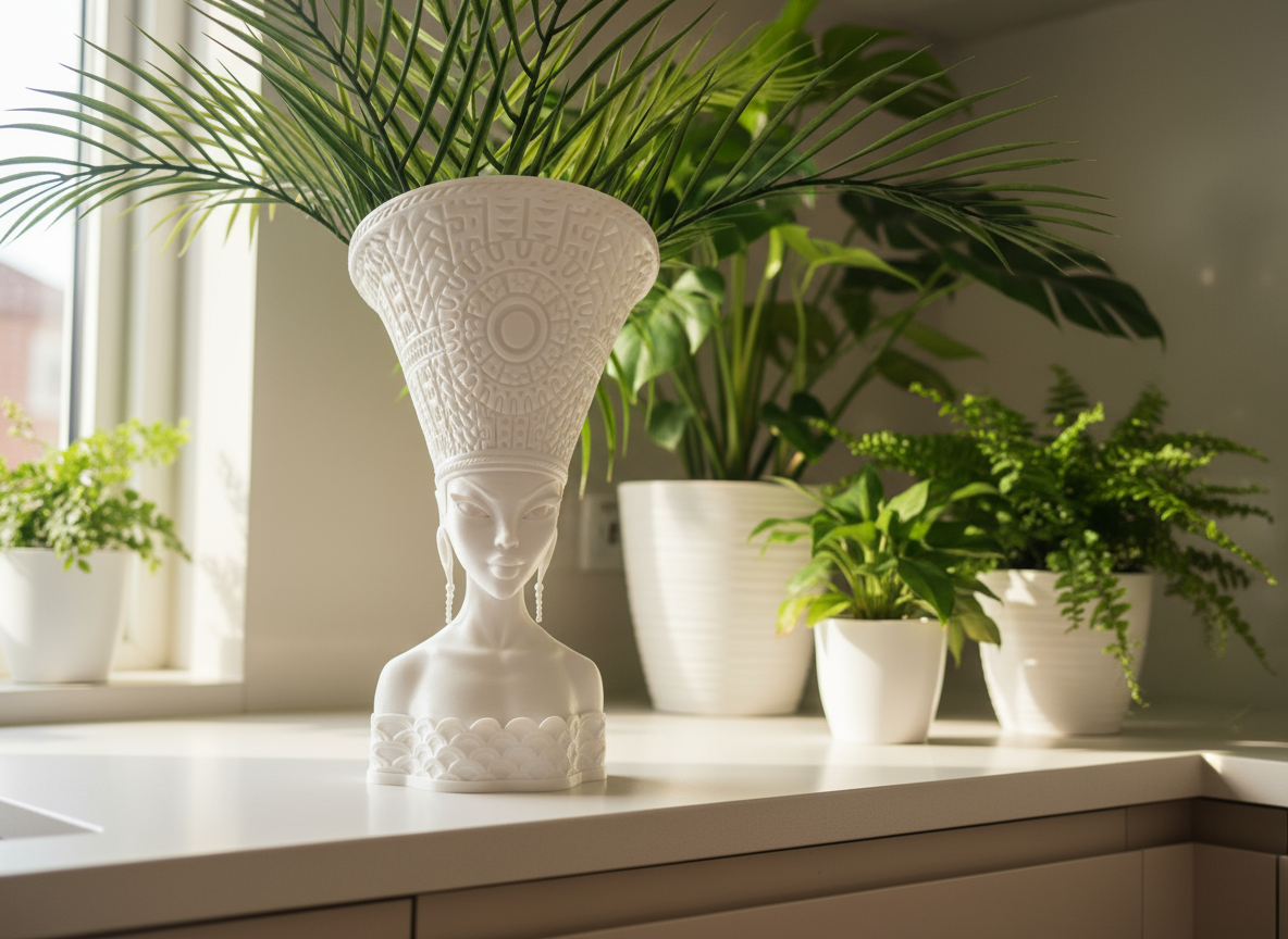 White queen planter majestic elegant showpiece pharaoh design home decor